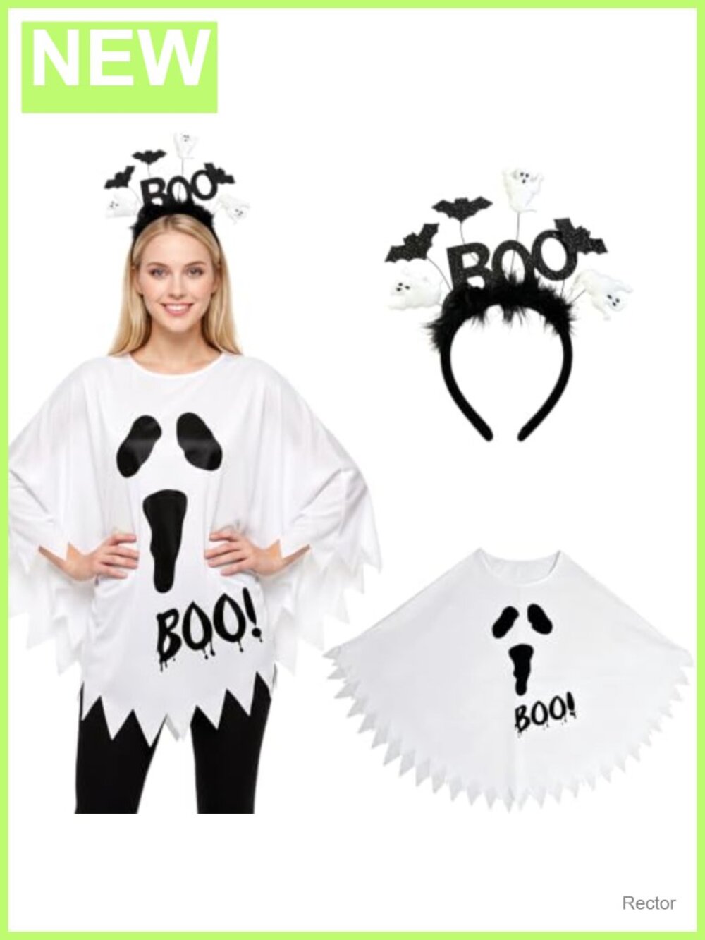 Women's Ghost Costume Poncho and Headband Adult Halloween Cosplay